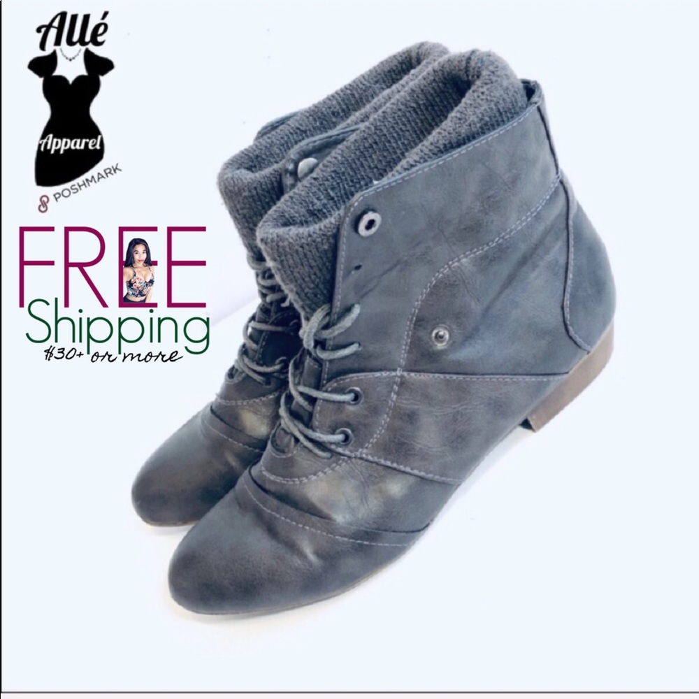 Lace Up Gray Ankle Boots